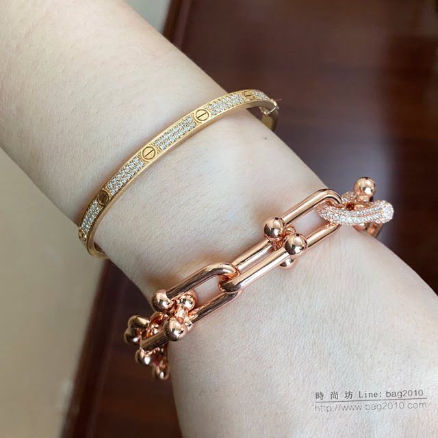 Tiffany飾品 蒂芙尼女士專櫃爆款純銀HardWear鏈環手鏈 Tiffany關節粗款手鏈  zgt1796